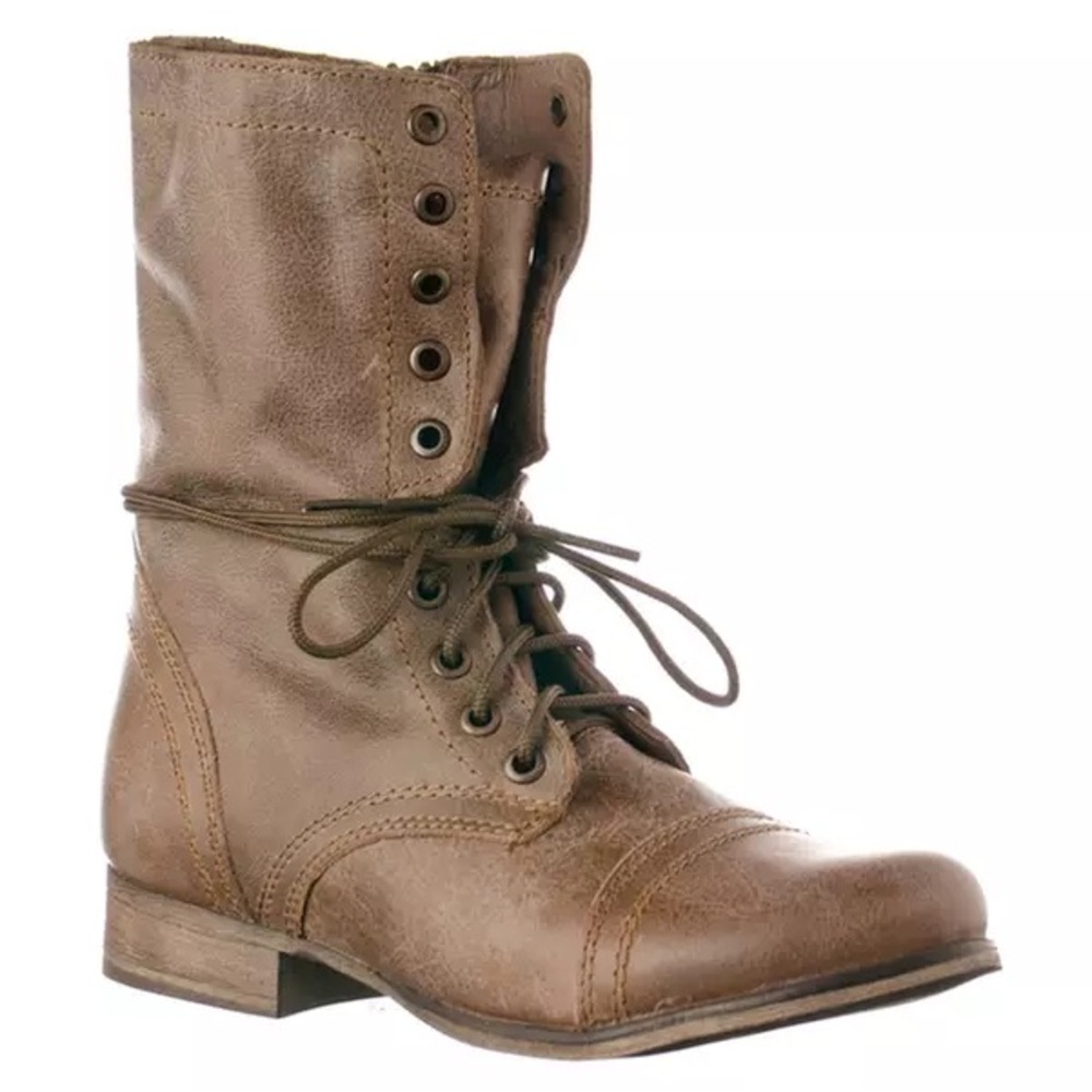 Steve Madden Troopale Tan Leather Combat Boots - Size 6.5